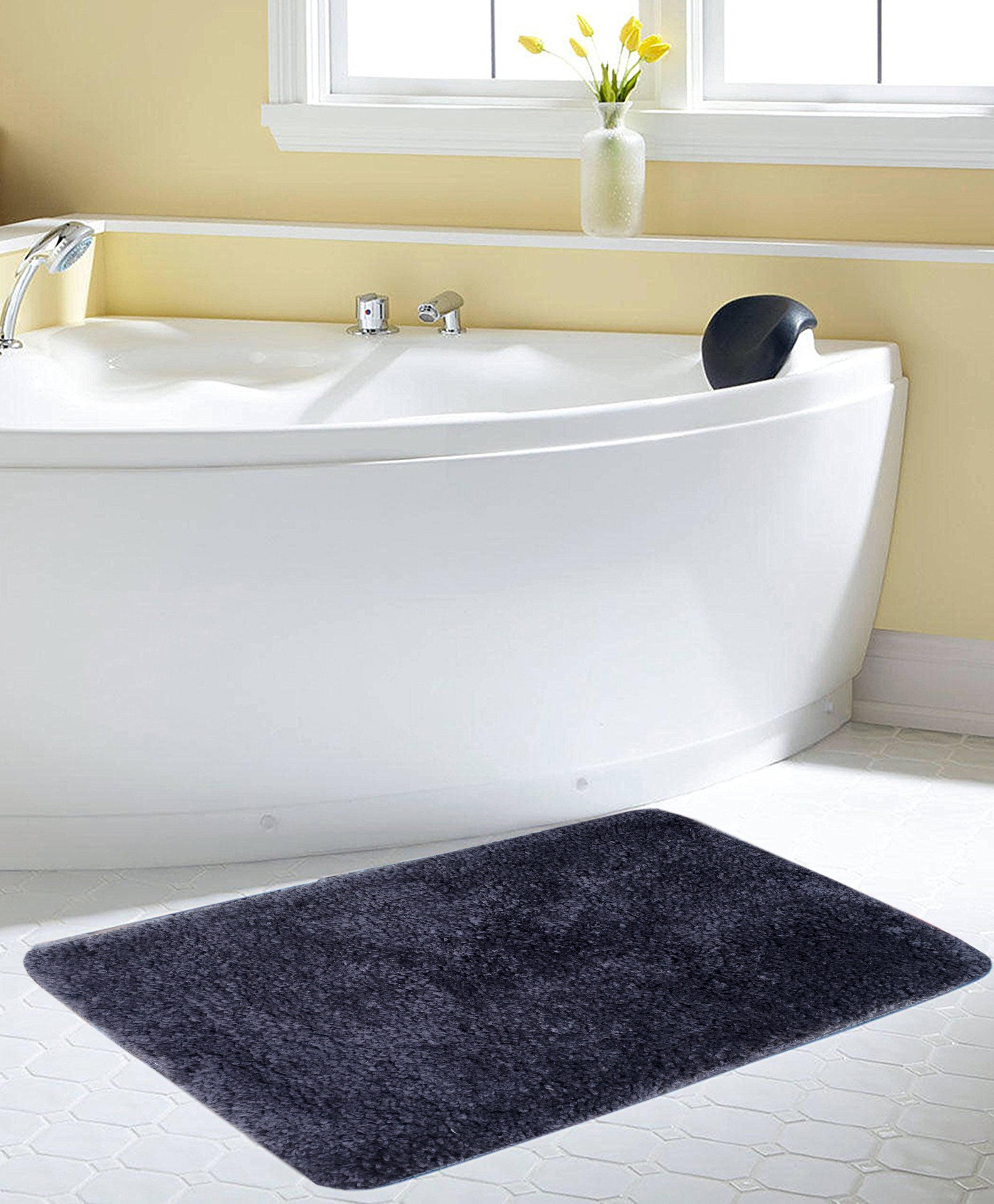 FOURNEDLEE Microfiber Solid Doormats for Home Use (40x60, Grey)(2 Piece) Super Absorbent/Anti-Skid Mats for Bathroom/Bedroom/Door Mat/Kitchen/Floor Mat