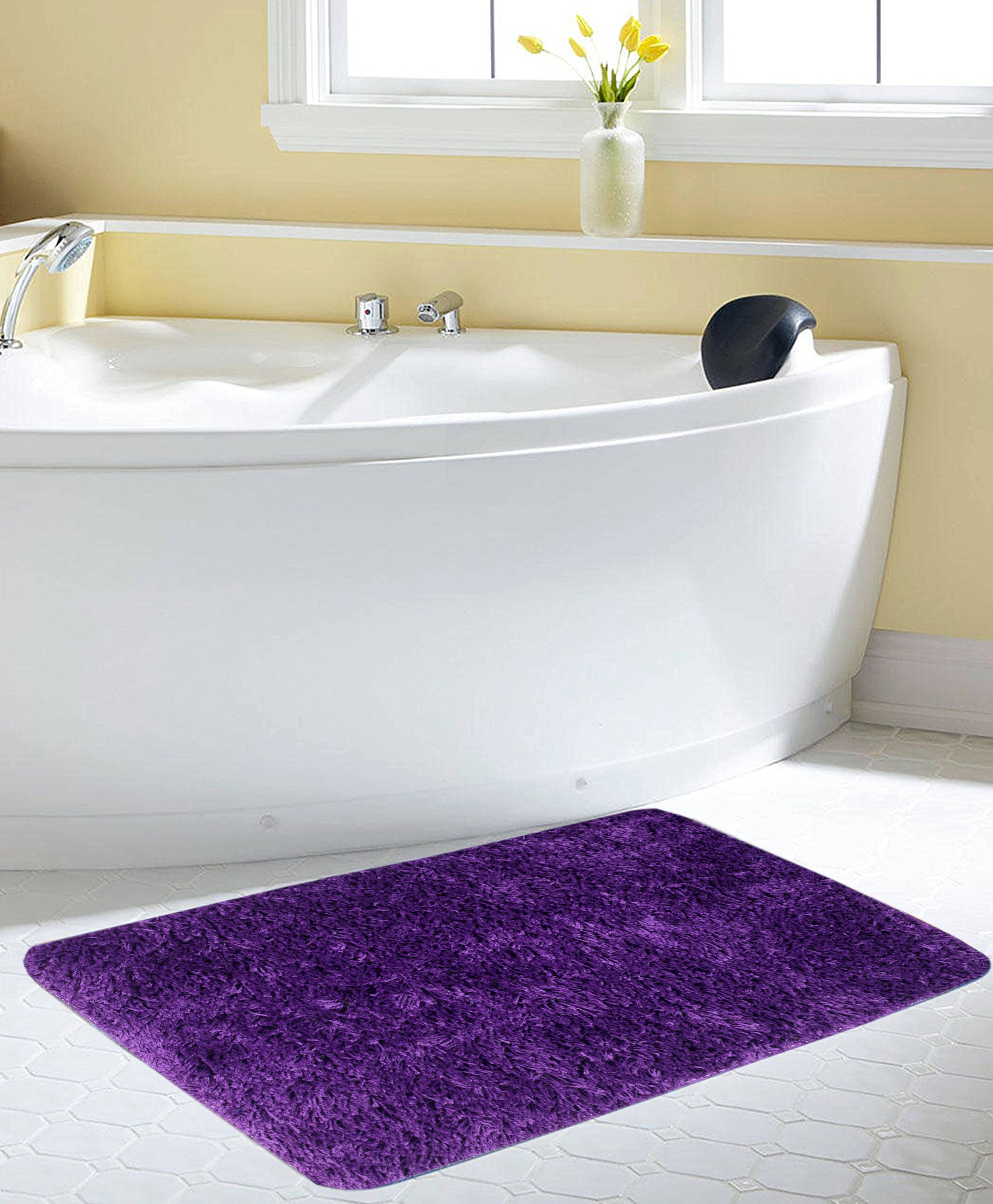 FOURNEDLEE Microfiber Solid Doormats for Home Use (40x60, Purple )(2 Piece) Super Absorbent/Anti-Skid Mats for Bathroom/Bedroom/Door Mat/Kitchen/Floor Mat