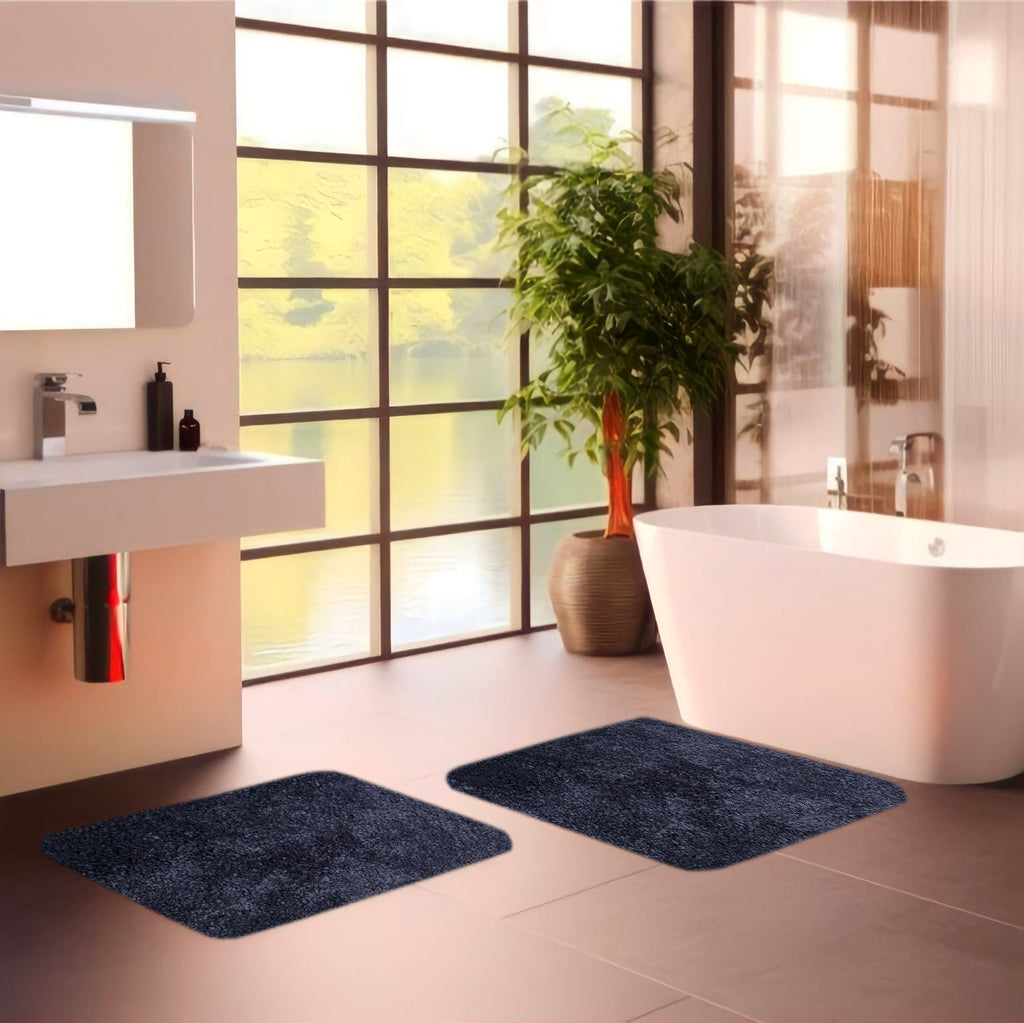 FOURNEDLEE Microfiber Solid Doormats for Home Use (40x60, Grey)(2 Piece) Super Absorbent/Anti-Skid Mats for Bathroom/Bedroom/Door Mat/Kitchen/Floor Mat
