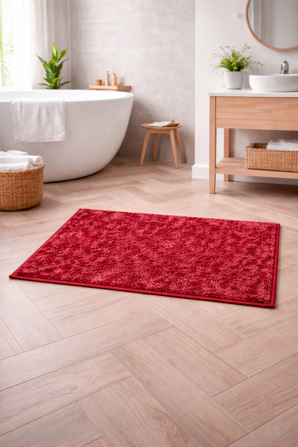 FOURNEDLEE Microfiber Space Dying Doormats for Home Use (40x60, Red )(2 Piece) Super Absorbent/Anti-Skid Mats for Bathroom/Bedroom/Door Mat/Kitchen/Floor Mat