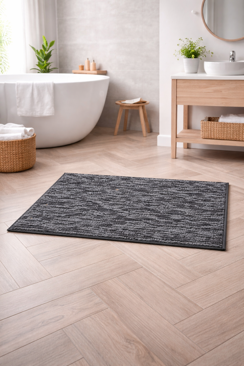 FOURNEDLEE Microfiber Space Dying Doormats for Home Use (40x60, Grey )(2 Piece) Super Absorbent/Anti-Skid Mats for Bathroom/Bedroom/Door Mat/Kitchen/Floor Mat