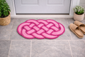 FOURNEDLEE Braided Doormat Dark Pink | Floor Mat for Home | Weather Proof PP Yarn | Essential Small Rug for Office, Bedroom & Kitchen| Extra long Oval shape design for Indoor & Outdoor Entrances