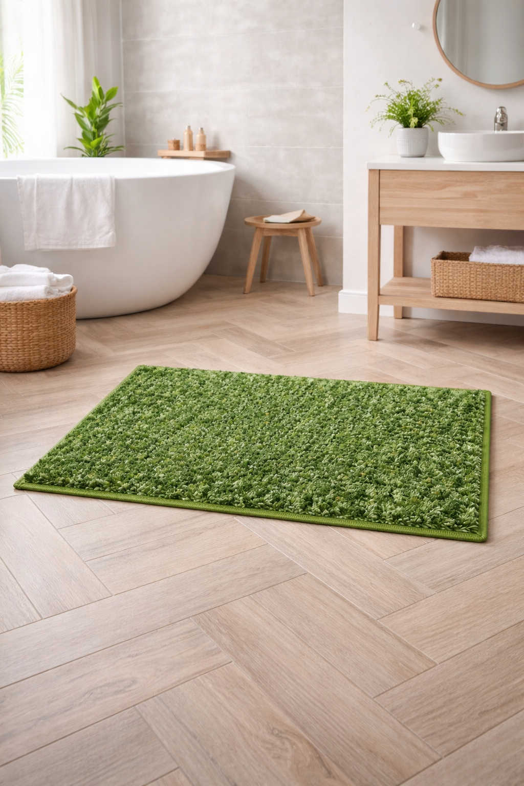 FOURNEDLEE Microfiber Space Dying Doormats for Home Use (40x60, Green )(2 Piece) Super Absorbent/Anti-Skid Mats for Bathroom/Bedroom/Door Mat/Kitchen/Floor Mat