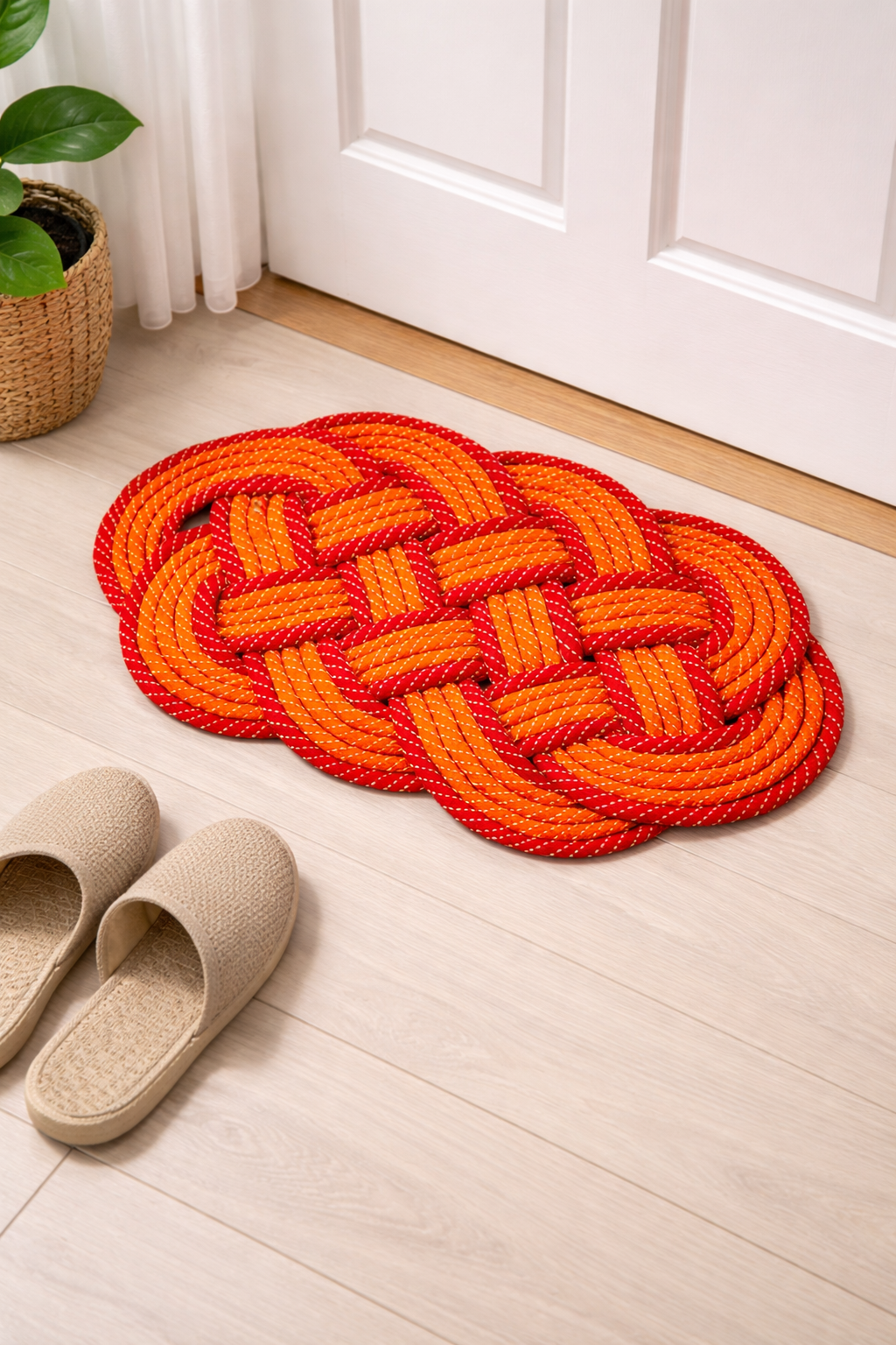 FOURNEDLEE Braided Doormat | Floor Mat for Home | Weather Proof PP Yarn | Essential Small Rug for Office, Bedroom & Kitchen| Extra long Oval shape design for Indoor & Outdoor Entrances