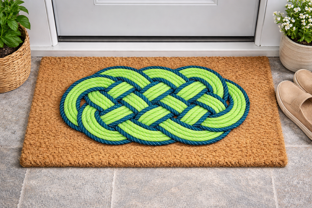 FOURNEDLEE Braided Doormat Green | Floor Mat for Home | Weather Proof PP Yarn | Essential Small Rug for Office, Bedroom & Kitchen| Extra long Oval shape design for Indoor & Outdoor Entrances
