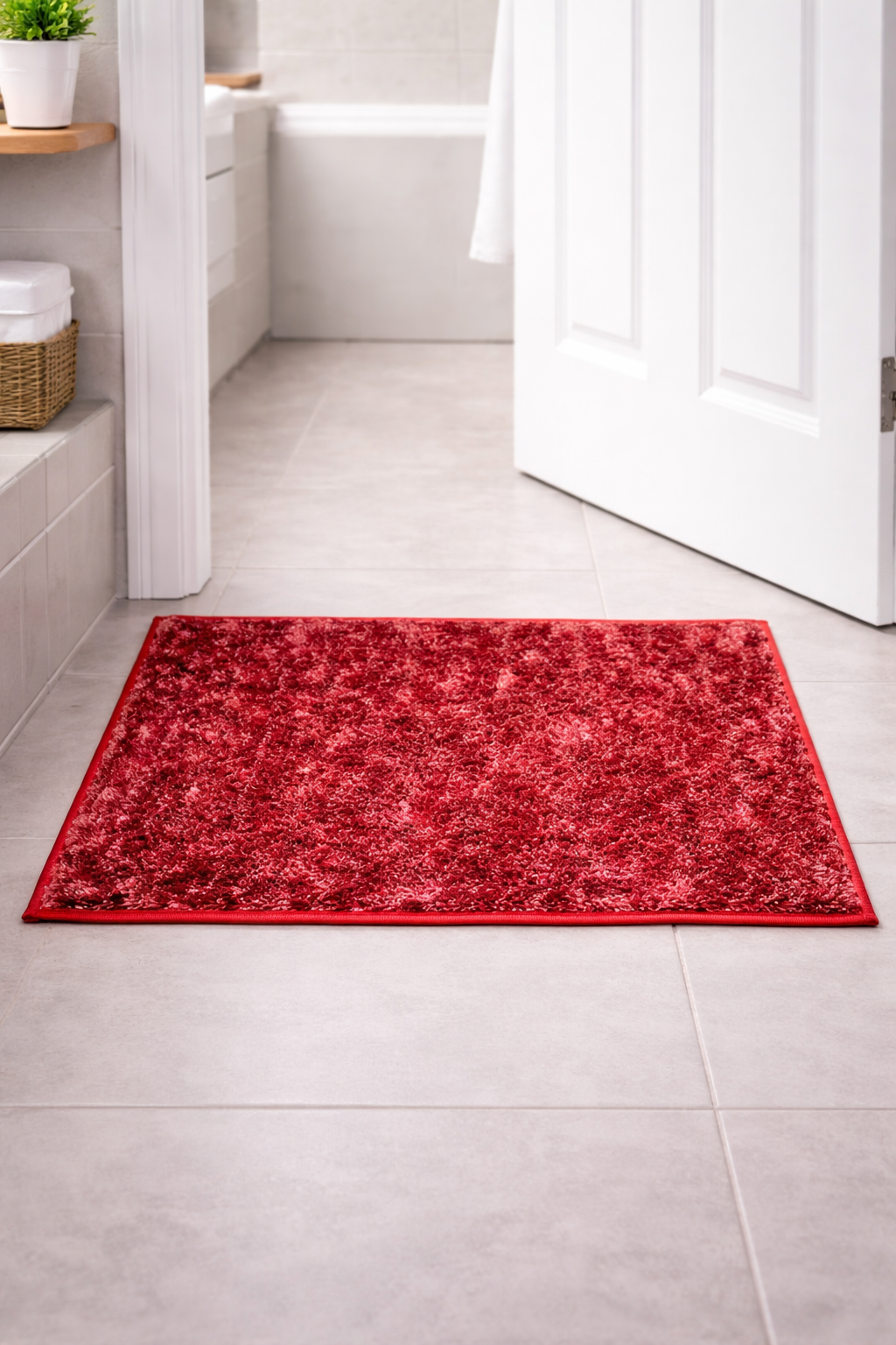 FOURNEDLEE Microfiber Space Dying Doormats for Home Use (40x60, Red )(2 Piece) Super Absorbent/Anti-Skid Mats for Bathroom/Bedroom/Door Mat/Kitchen/Floor Mat