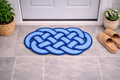 FOURNEDLEE Braided Doormat Navy | Floor Mat for Home | Weather Proof PP Yarn | Essential Small Rug for Office, Bedroom & Kitchen| Extra long Oval shape design for Indoor & Outdoor Entrances